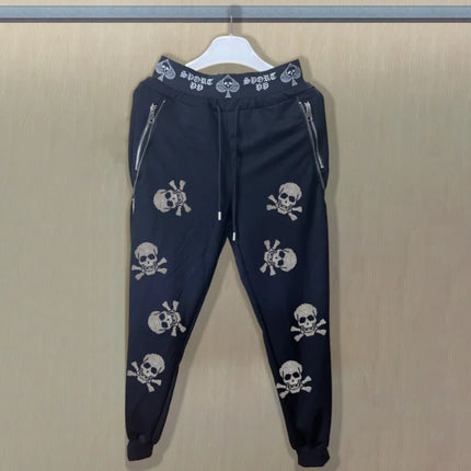 2025 new Sweatpants Track Pants Men Slim Fit Workout Trousers Male Multi-pocket Casual Rhinestones Pants  Design Sportswear