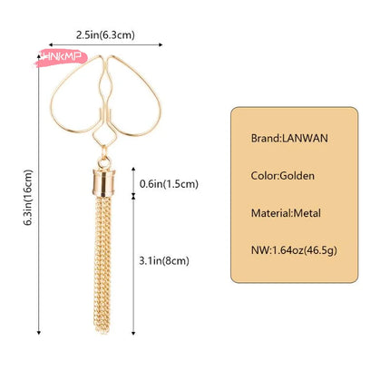 1Pair Adjustable Heart Nipple Clamps with Tassel Non-Piercing Body Jewelry for Women And Couples Sex Toy Accessory