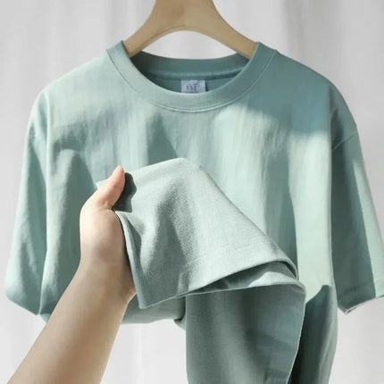 Summer Cotton Heavy Duty 300gsm American Pure Cotton Short Sleeve T-shirt Men's Casual Base Top Oversized T-shirt