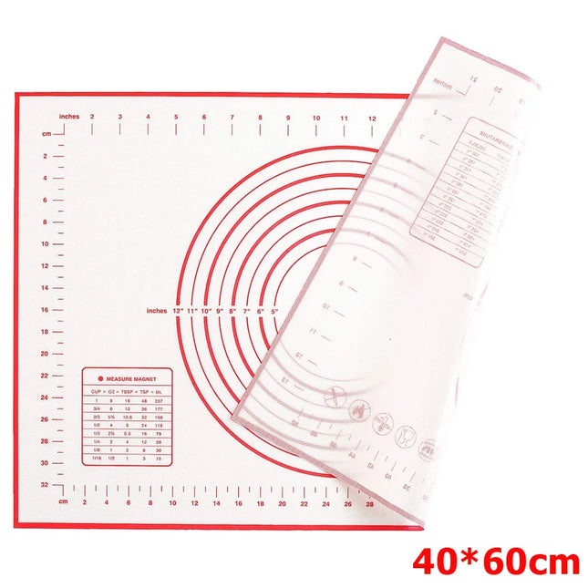 LMETJMA Silicone Pastry Mat Extra Thick Non Stick Baking Mat with Measurement Kitchen Fondant Dough Rolling Mat KC0455