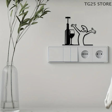 Line Figure Modern Metal Poster For Living Room Bedroom Switch Sticker Easy Hang Installation