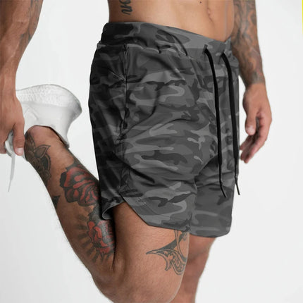 2025 New Men's Shorts Single-Layer Woven Quick Dry Solid Color Running Fitness Sports Casual American Fifth Pants Comfortable