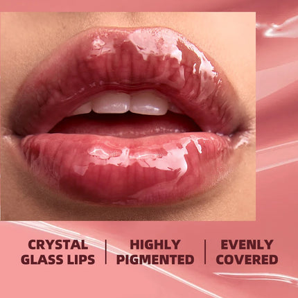 QIBEST Mirror Pearl Lipgloss Long Lasting Moisturizing Lipstick Shine Glitter Lip Glaze Non Stick Cup Jelly Pout Lip Tint Makeup