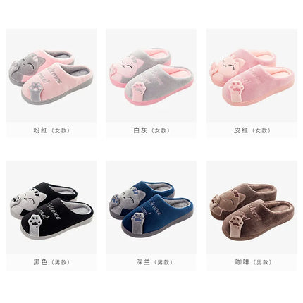 Women's Winter Home Slippers Cartoon Cat Shoes Soft Winter Warm Home Cotton Slippers Indoor Bedroom Couple Couple