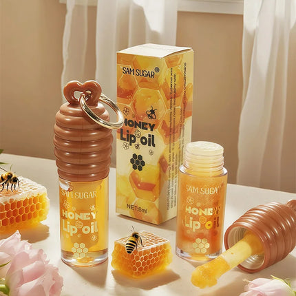 Sam Sugar Honey Lip Oil Deeply Moisturizes and Improves Lip Lines, Offering Both Lip Gloss and Lip Balm Functions, with a Transparent Texture That Gives a Refreshing Feel, Long-Lasting Hydration and Moisture-Locking Propertie