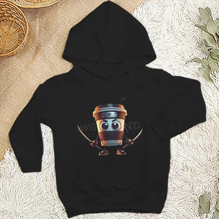 Funny Cappuccino Assassino Children Hoodies Boys Girls Funny Italian Brainrot Print Long Sleeve Hooded Top Kid Humor Sweatshirts