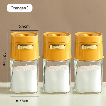 Kitchen Quantitative Salt Bottle Glass Sealed Moisture-Proof Seasoning Jar Outdoor Multi-Purpose Seasoning Box Can Adjustable