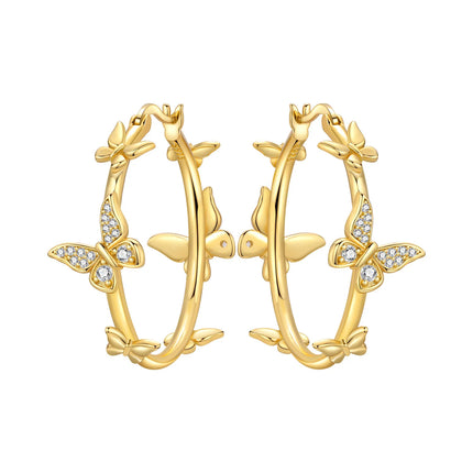 Original 2026 S925 Sterling Silver Zircon 18K Gold Lining Vintage Hoop Earrings for Women Birthday Party Wedding Gift Jewellery