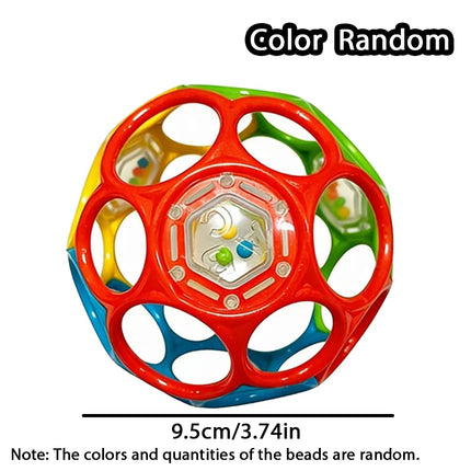 Baby Soft Rattle Ball, Sensory Grasping Toy with Sound, Easy Grip Hollow Ball Early Educational Development Toy for Toddlers