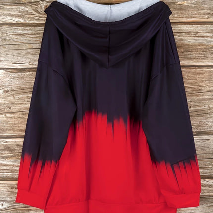 2025 New Woman Sweatshirts Simple Gradient Print Long Sleeves Zip Hoodie Autumn Casual Drawstring Design Fashion Women's Hoodie