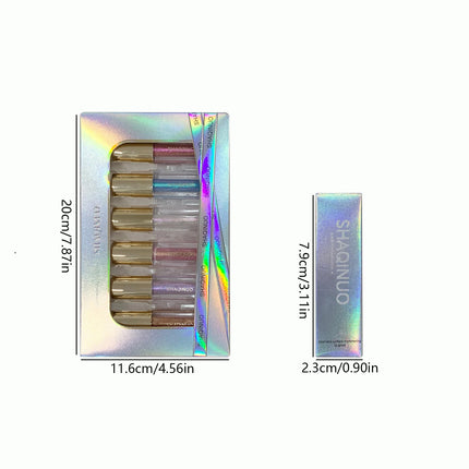 SHAQINUO Glittering Mirror Lip Glaze Set, Watery Shimmering Light Lip Gloss Makeup 6 Color, Hydrating Moisturizing, Long Lasting
