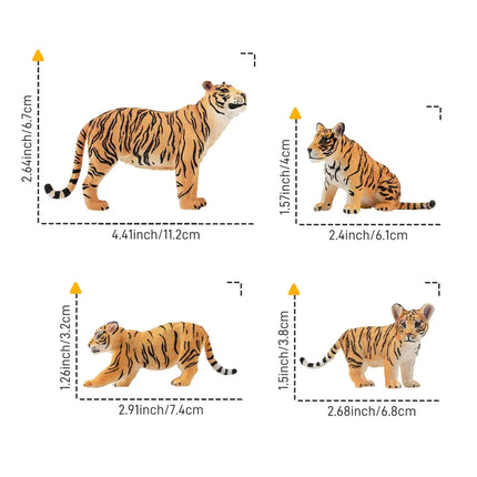 6Pcs Simulation Tiger Family Wildlife Animals Model Toy Mini Tigers Figures Dolls Action Figurines Toys for Children Set Gift