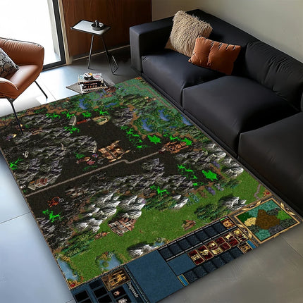 3D HOMM3 Heroes of Might and Magic Map Treasure Chest Retro Game Carpet Rug for Living Room Bedroom Home Sofa, Non-slip Floor Mat