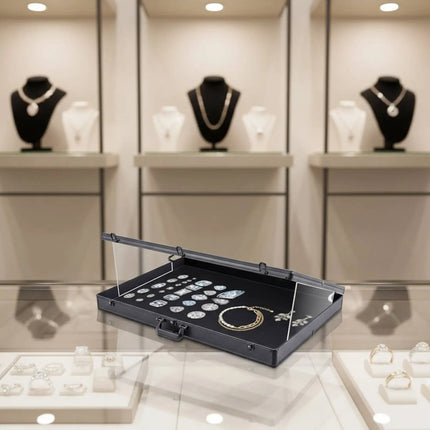 Lockable Collector's Briefcase Scuff-Resistant Lining Trading Card Display Case Aluminum Frame Display Box for Vendors