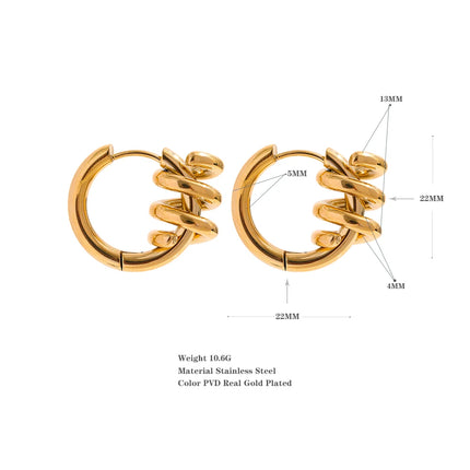 Yhpup Stainless Steel Twisted Hoop Earrings for Women Waterproof PVD Gold Plated Fashion Geometric Metal Jewelry Aretes De Mujer