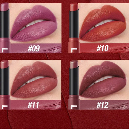 12 Color Matte Lipstick Pencil Waterproof Long Lasting Non-Stick Cup Lip Stain Tint Cosmetic Nude Lipstick Pen Makeup Cosmetics