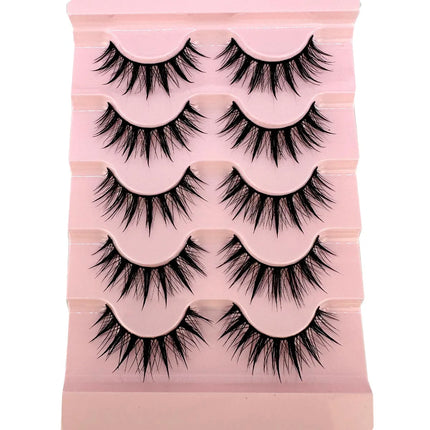 New 5 Pairs Wet False Eyelashes Naturally Wear False Eyelashes Everyday Sharp Tail Thick Simulation Cross Makeup Lashes