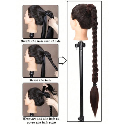 0'' Braids Ponytail Extensions Long DIY ith Elastic Tie Straight Wrap Around Braid Hair Extensions Synthetic Hairpiece for Women