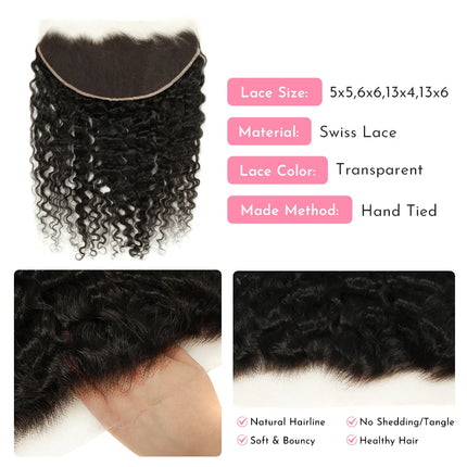 WOWANGEL Burmese Curly 13x6 HD Lace Frontal Only 13x4 Full Frontal Invisible 5x5 6x6 HD Lace Closure Only Virgin Hair Melt Skins
