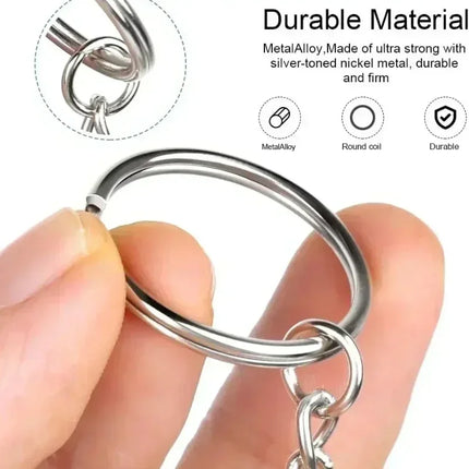 50/100pcs Stainless Steel Metal Blank Keyring Keychain Split Rings DIY Keyfob Keys Ring Lobster Clasp Key Pendant Chains Buckles