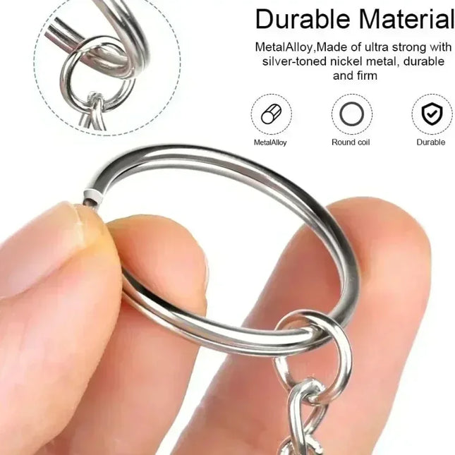 50/100pcs Stainless Steel Metal Blank Keyring Keychain Split Rings DIY Keyfob Keys Ring Lobster Clasp Key Pendant Chains Buckles