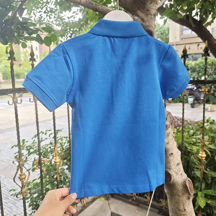 Beidohah Children's Summer Short Sleeve POLO Shirt Boys Girls Pure Color Embroidery Turn-down Collar T-shirt Small Kids Sweatshi