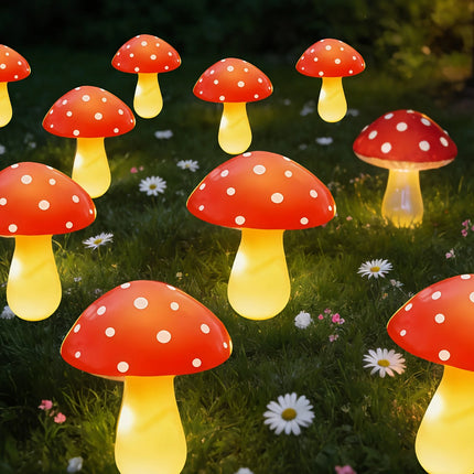 8/12/20 LED Solar Mushroom Stake Lights 8 Lighting Modes Outdoor Garden Path Lawn Decor for Easter Party Ambience