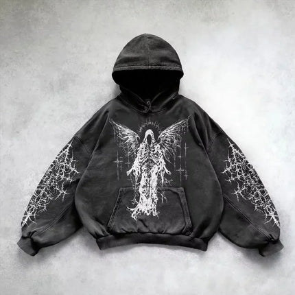 American Y2K New Hip Hop Trend Retro Hoodie Women Street Casual Loose Joker Vintage Sweatshirt Unisex Fleece Padded Warm Hoodie