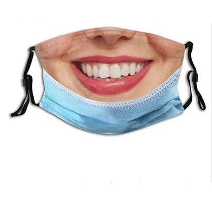 Personalized Social Funny 3D Facial Expression Masks Women Men Prom Party Ride Breathable Mouth Face Mask Creative Printed Masks