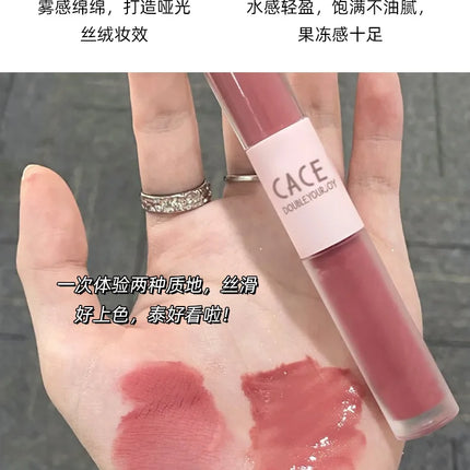 Double Head Lip Gloss Matte Velvet Sexy Red Tint Liquid Lipstick Waterproof Lipgloss Lasting Lip Glaze Korean Makeup Cosmetics