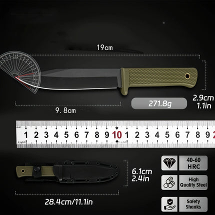 High-hardness outdoor straight-blade knife, full-body integrated high-end survival tool for camping, easy to carry, fruit knife