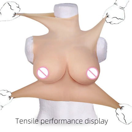 Huge Silicone Breast Forms Plate for Crossdresser Trans Cosplay Transgender with Nipple Areola Fake Boobs Bodysuit Shakeing