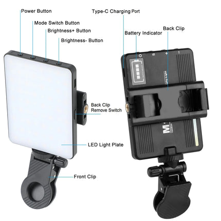 Selfie Light with Clip Phone Fill Light LED Video Light for iPhone Samsung Huawei Mobile Phone iPad Laptop Camera Tiktok Makeup