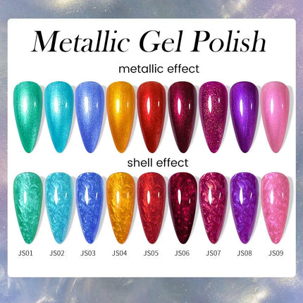 7ml Metallic Gel Nail Polish Red Chrome Effect Soak Off Varnish Semi-Permanent Nails Art Manicure Base Top Coat and Magnetic