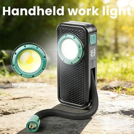 COB Work Light Flexible Hose Flashlight USB Charging Magnetic Car Repair Light with Back Clip Ideal for Working Camping Fishing