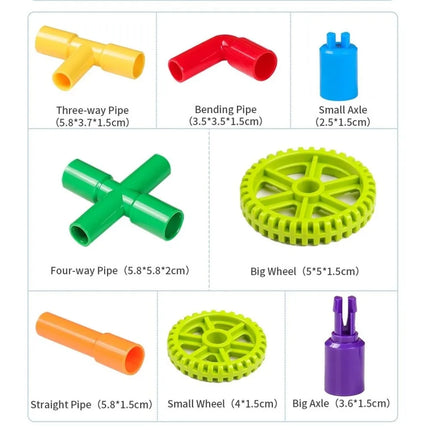 New DIY Water Pipe Building Blocks Assembly Design Plastic Construction Splicing Pipes Montessori Building Blocks Children