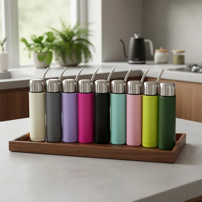 Self-Serving Stainless Steel Mate Bottle, 2-in-1 Thermal Mate Cup with Built-in Bombilla, Yerba Mate Thermos all in one