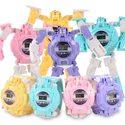 Funny and creative watch transformation robot electronic watch, cartoon children's cool watch surprise toy