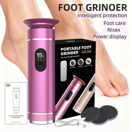 Aluminum Alloy Electric Foot Grinder For Feet - Dual Power Type-C/Battery, Callus & Dead Skin Remover Pedicure Tool  USB