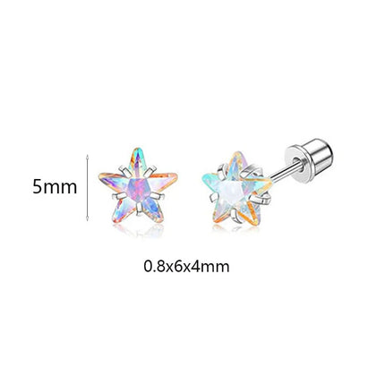 Hypoallergenic Spiral Earrings for Ladies Surgery Steel Cute Heart CZ Flowers Pearl Ball Small Stud Earrings for Girls