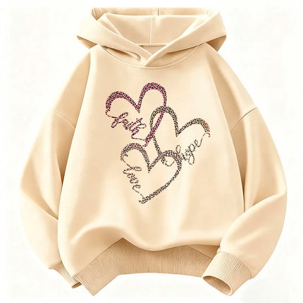 Hoodies Leopard Print with Love Heart Design Children's Sweatshirt Cute Hoody for Boys Girls Autumn Spring Casual Clothes