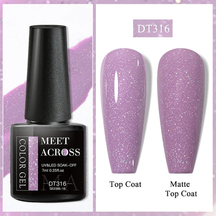 MEET ACROSS 7ml Rubber Base Gel Glitter Nude Pink White 2 In 1 Gel Nail Polish Nail Art Varnish For Nails Winter Autumn Manicure