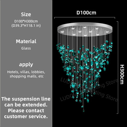 Hotel Sales High Ceiling Chandelier Lobby Restaurant Corridor Creative Hotel Engineering Glass Art Lighting Industry Chandelier