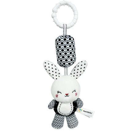 Stroller Bed Crib Hanging Bell Plush Doll Baby Infant Rattles Newborn Black White Visual Grab Ability Training Toy for Bebe Gift