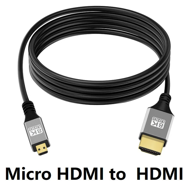 Micro HDMI 8K Cable Micro To HDTV HDMI-compatible Cable Cord  For GoPro Raspberry Pi 4 Retroid Sony Camera pc TV Video Cable