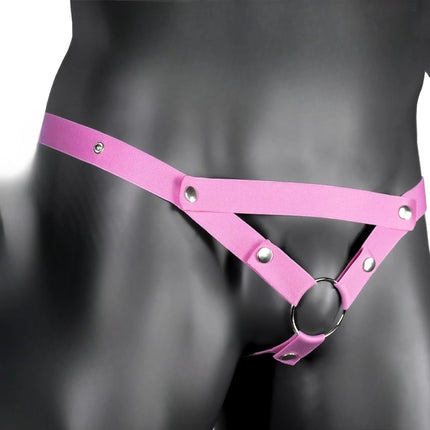 Male Penis Ring Chastity Cage Anti-off Device Elastic Band Auxiliary Belt Adjustable Underwear Rope Scrotum Ring Sissy Sex Toys