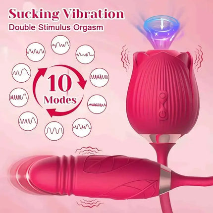 Powerful Sucker Vibrator Female Telescopic Nipple Clitoris Stimulation Dildo Thrusting Licking Vagin Massager Adult Sex Toys