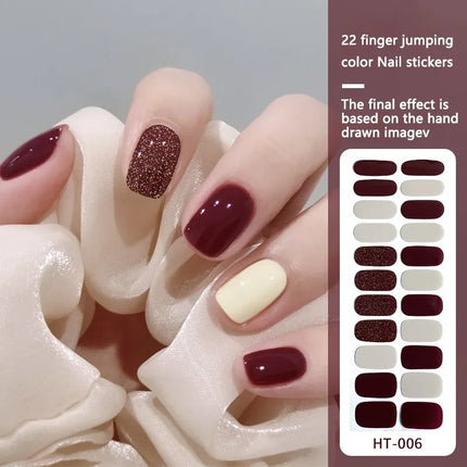 22finger Flash Sequin Nail Polish Gel Film ins Wind Waterproof Lasting Nail Sticker