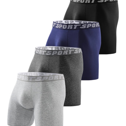 4 pieces of men's sports underwear, soft, breathable and comfortable sweatpants, fashionable and personalized long briefs