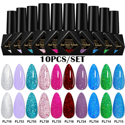 10pcs 10ml Gel Nail Polish Set HEMA TPO Free Red Coffee Brown Semi Permanent Soak Off UV Gel Varnish For Winter Nail Supplies